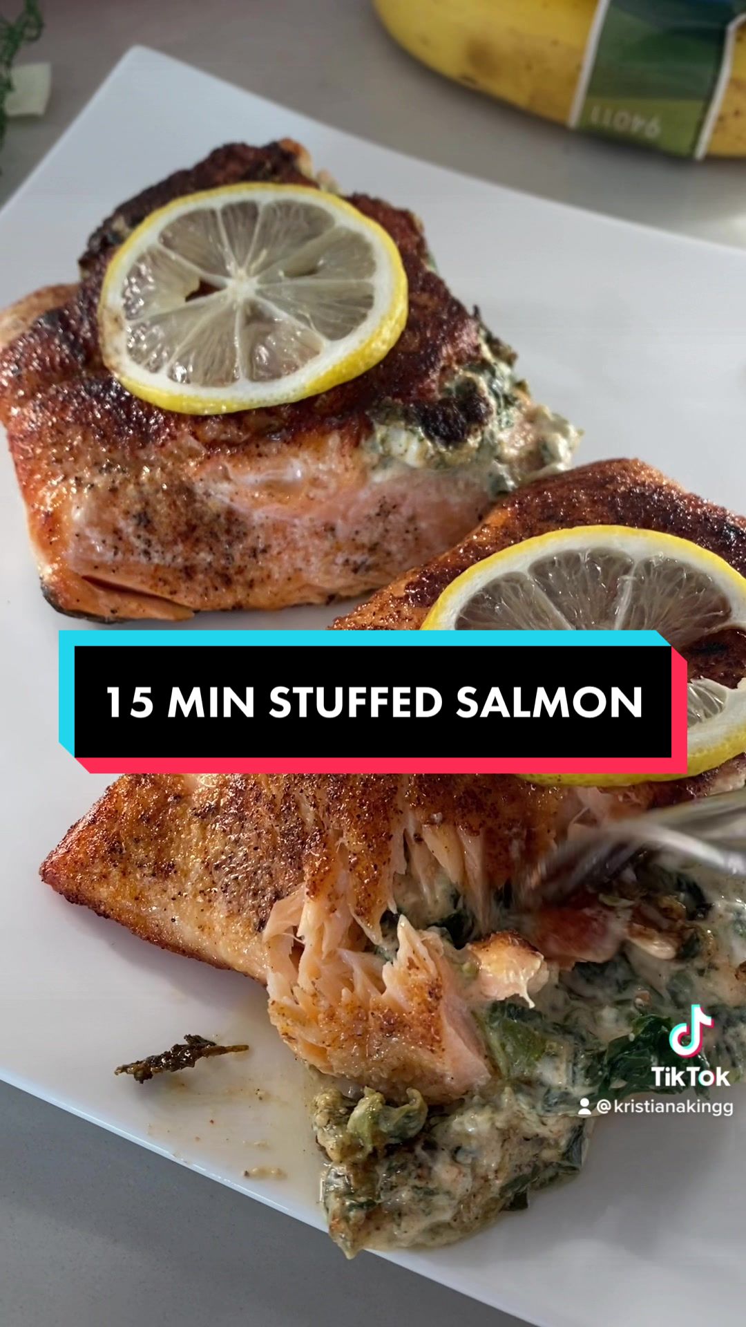 @15 MINUTE STUFFED SALMON RECIPE #fyp #stuffedsalmon #salmon ...